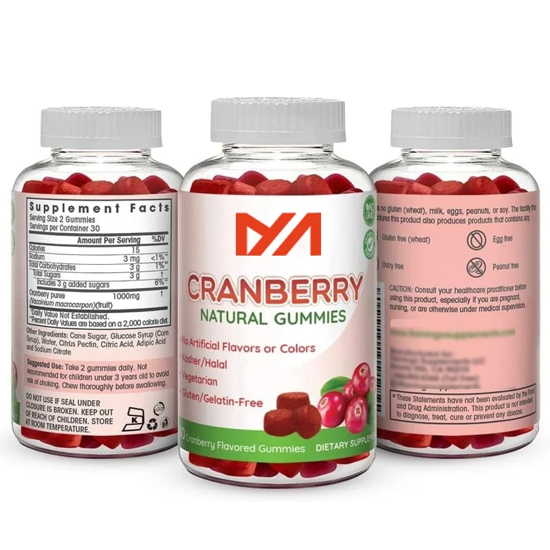 Cranberry gummies 1000mg - Cranberries help with urinary tract health, UTI relief - vegetarians