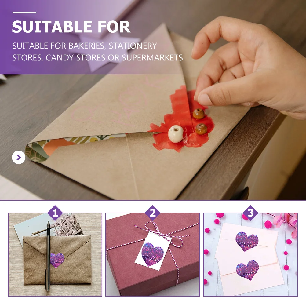 

1 Roll Heart Shape Sealing Stickers Premium Paper Labels for Baking Gift Wrapping Scrapbook Adhesive Love Stickers