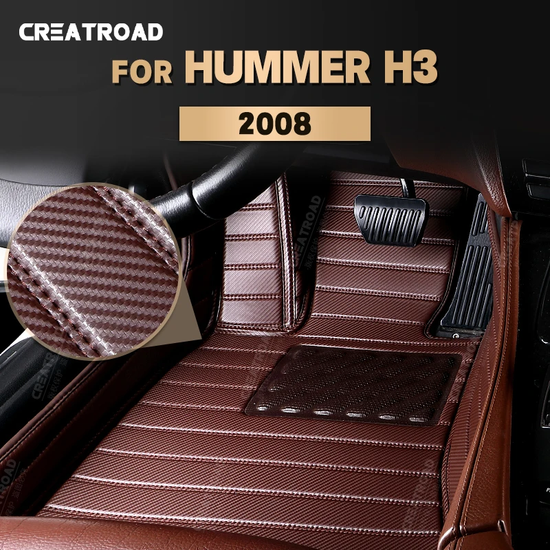 

Custom Carbon Fibre style Floor Mats For Hummer H3 2008 Foot Carpet Cover Automobile Interior Accessories