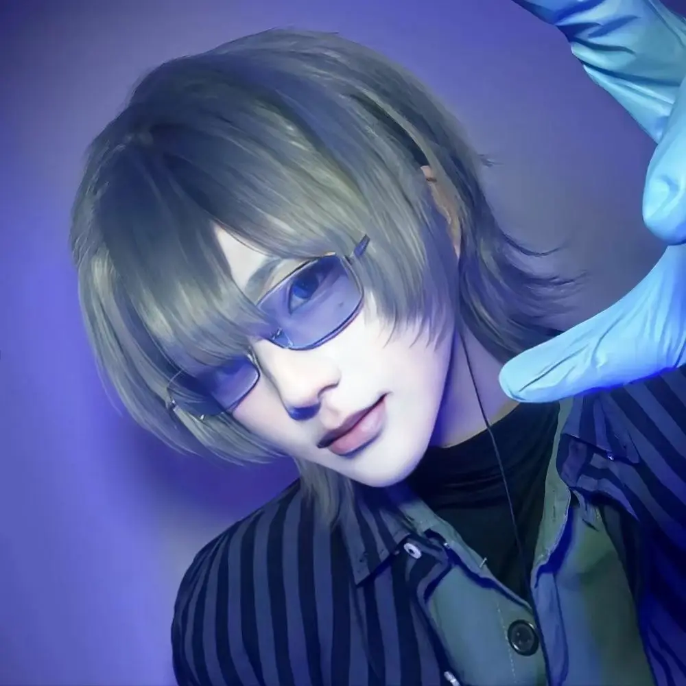 Peluca corta y recta estilo samurái, casco de pelo con cola de lobo para Liu Qingcheng, peluca de Base Universal para Cosplay