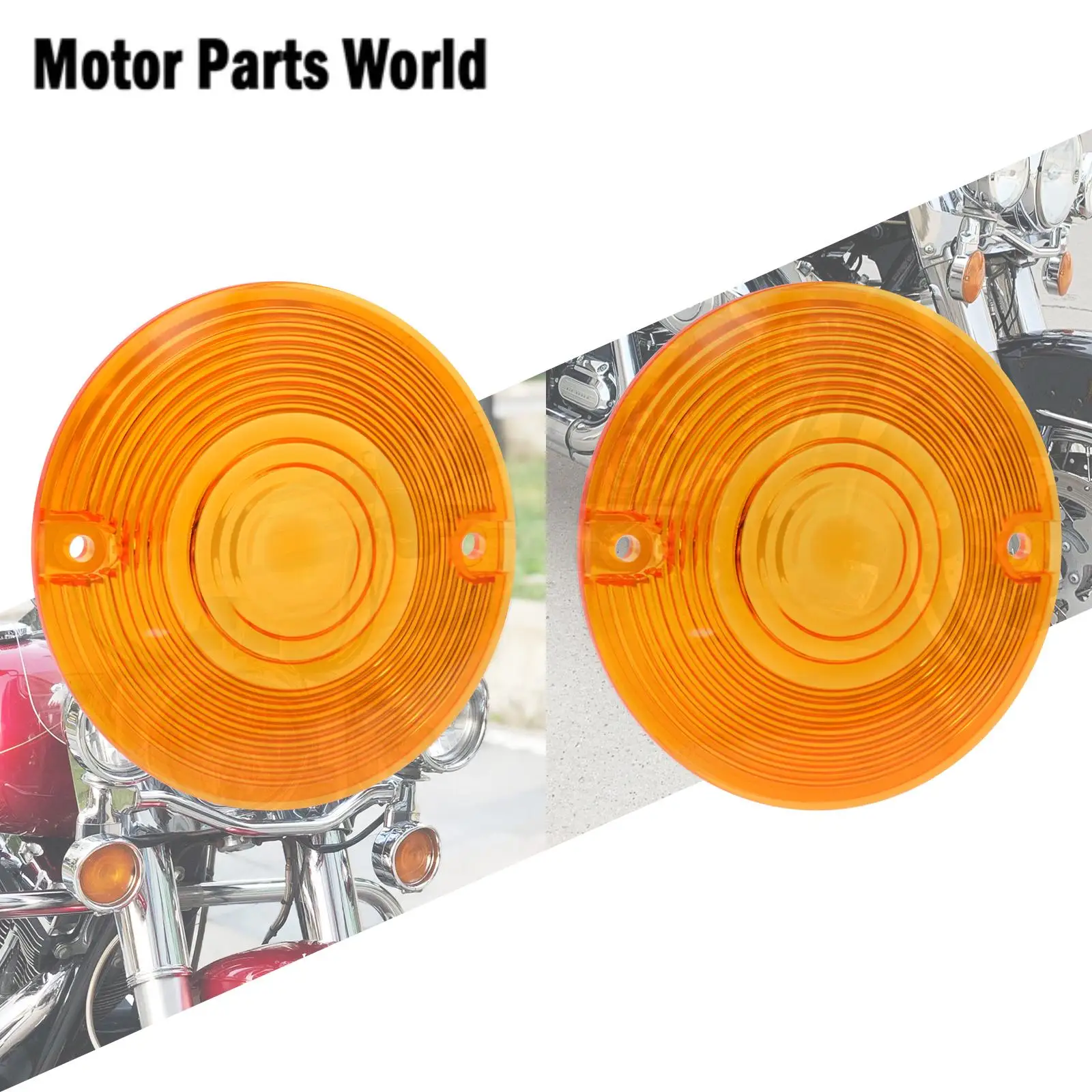 2x Motorcycle Yellow Turn Signal Lights Flat Lens Cover Orange For Harley Touring Electra Glide FLHR Softail Heritage 1986-2023