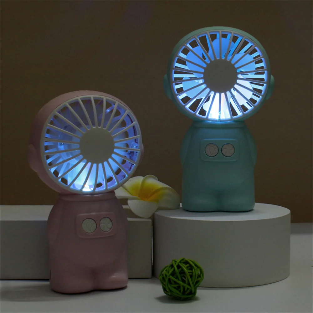 1/2/4PCS Polychromatic Hand Fan Usb Rechargeable Colored Light Night Light Small Fan 1-gear Air Volume Illuminated Fan