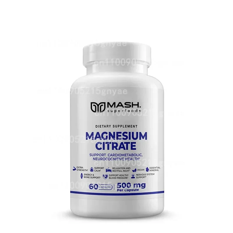 Magnesium Citrate Complex 500mg -60 Capsules for Muscle Relaxation, Energy Support, Bone and Heart Health