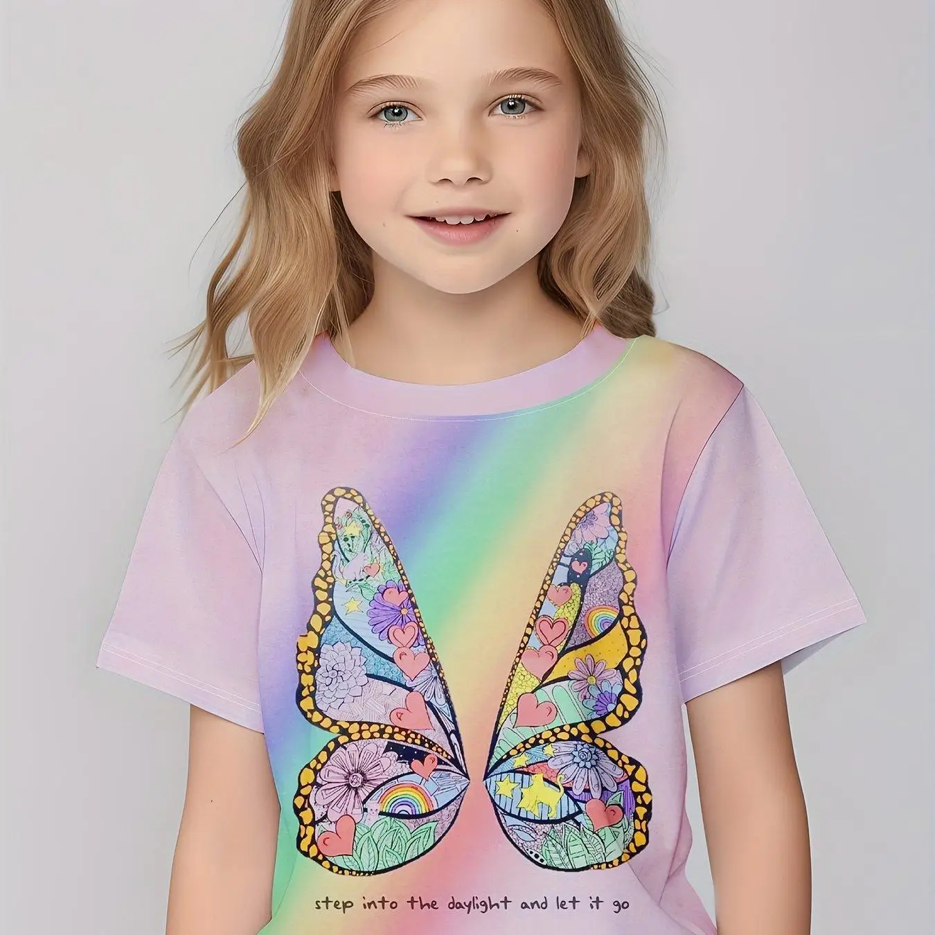 ملابس الأطفال فتاة تي شيرت قصيرة الأكمام الأطفال تي شيرت لطيف نمط طباعة ملابس فتاة عادية الاطفال ملابس الصيف بلايز #5