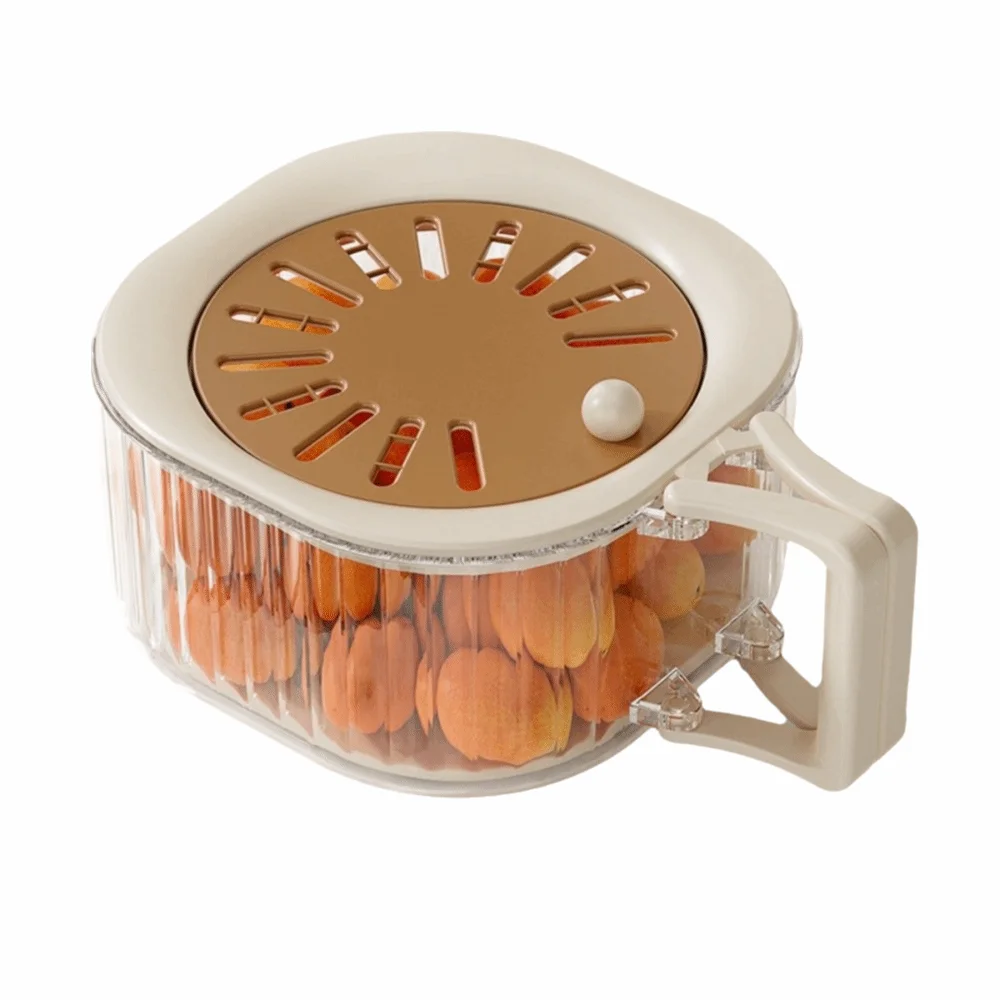 Double Layer Vegetable Drain Basket Splash-proof Foldable Handle Fruit Cleaning Bowl Plastic Thickened Fruit Drainer Container