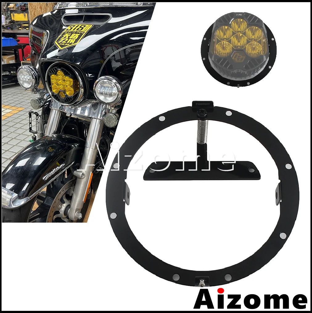 

For Harley Touring CVO Tri Glide Ultra Classic 1999-up Headlamp Head Lamps Round Ring Bracket Holder Motorcycle 7inch Brackets