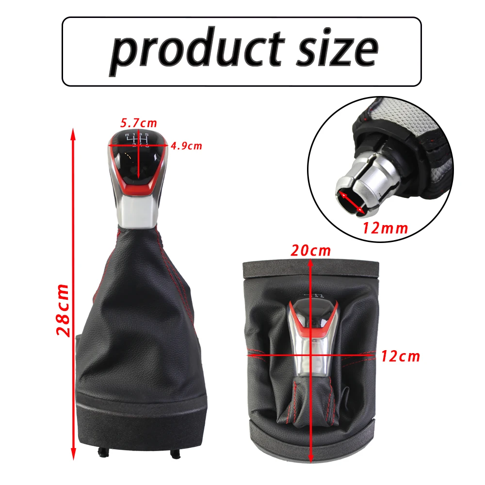 5/6 Speed Gear Shift Knob with Gaiter Boot Cover For SEAT Ibiza 2002 2003 2004 2005 2006 2007 2008 2009 2010 Gear Stick Knob