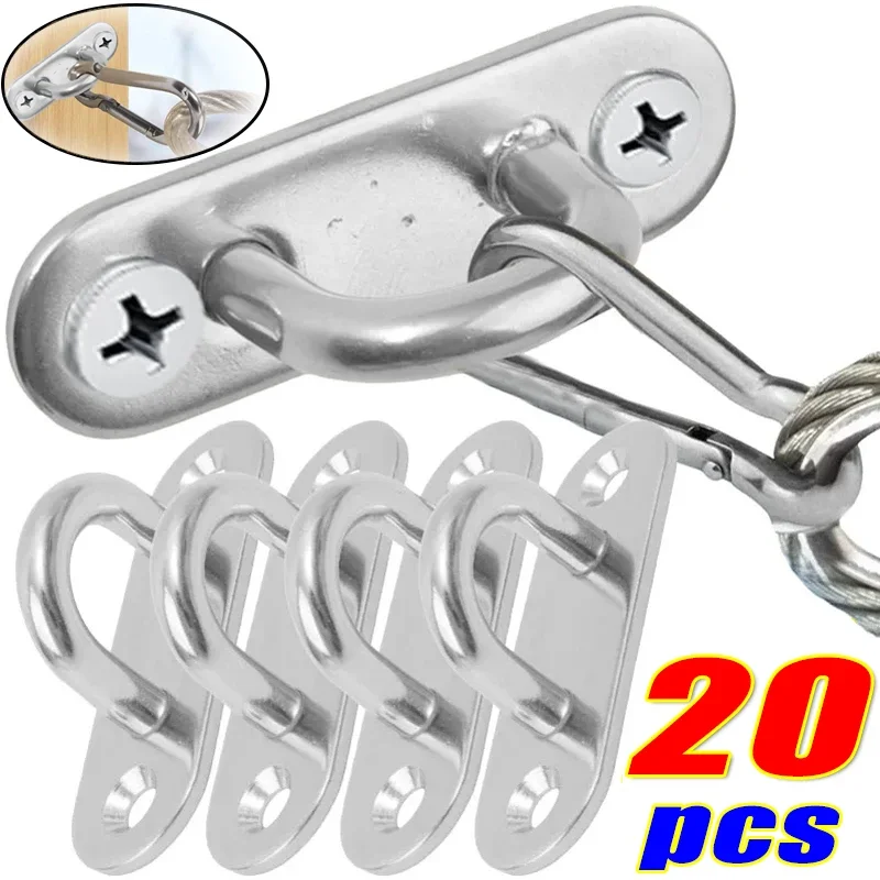 M5/M6 U Hanger Ring Stainless Steel Hook Eye Plate Heavy Duty Oblong Ceiling Hooks Pad Marine Hardware Hooks Home Garage 5-20pcs