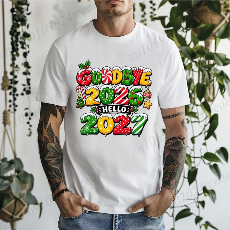 Goodbye 2026 Hello 2027 T Shirt Graphic Tee Unisex Crew Neck Short Sleeve Christmas New Year Holiday Party Casual Tops Gift