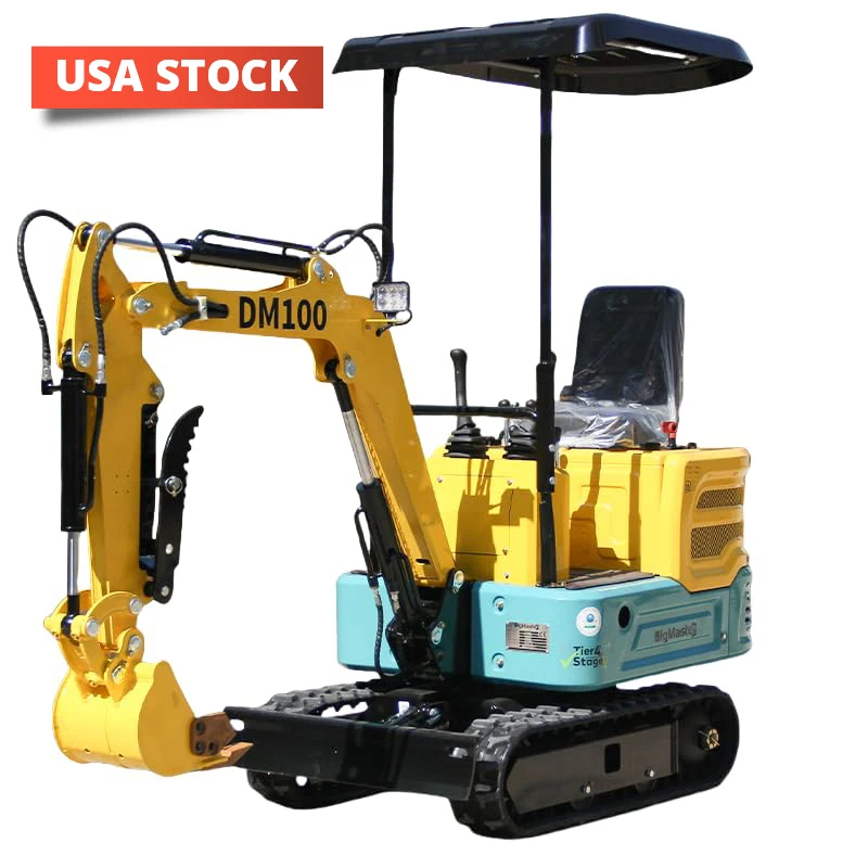 1 Ton Mini Excavator 13.5HP EPA RATO Engine Tracked Crawler Digger Robust Hydraulic System Manufacturer USA Stock Free Shipping