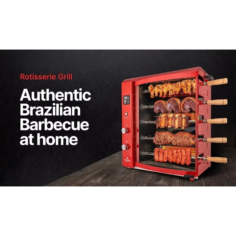 Multifunctional 58L outdoor camping electric digital rotating barbecue shop gas oven