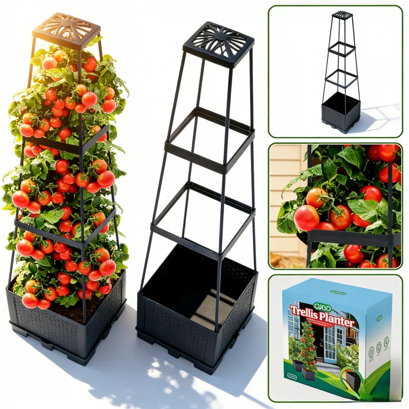 Tomato Planting Box44.8Inch Climbing Frame Self-Watering Ladder Bracket for Climbing Plants, Special for Courtyard and Balcony