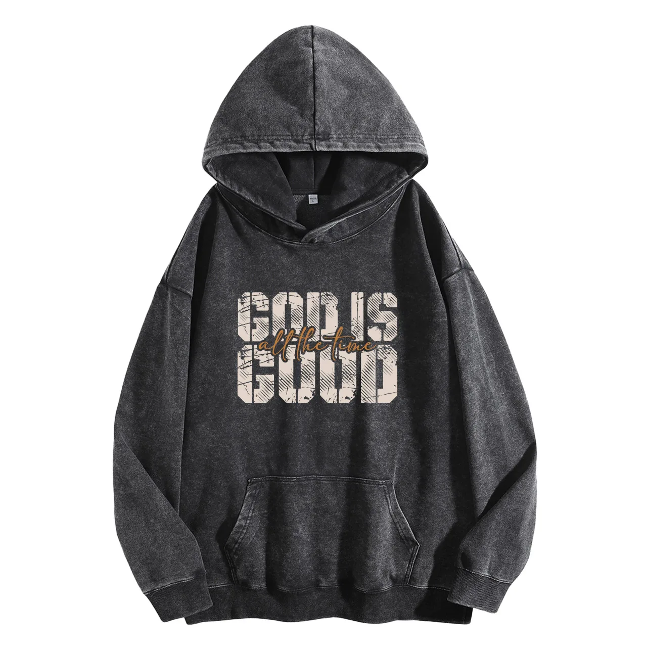 God Is Good الرجال خمر غسلها الرسم هوديي الرجعية المتعثرة البلوز الشارع الشهير عارضة البلوز