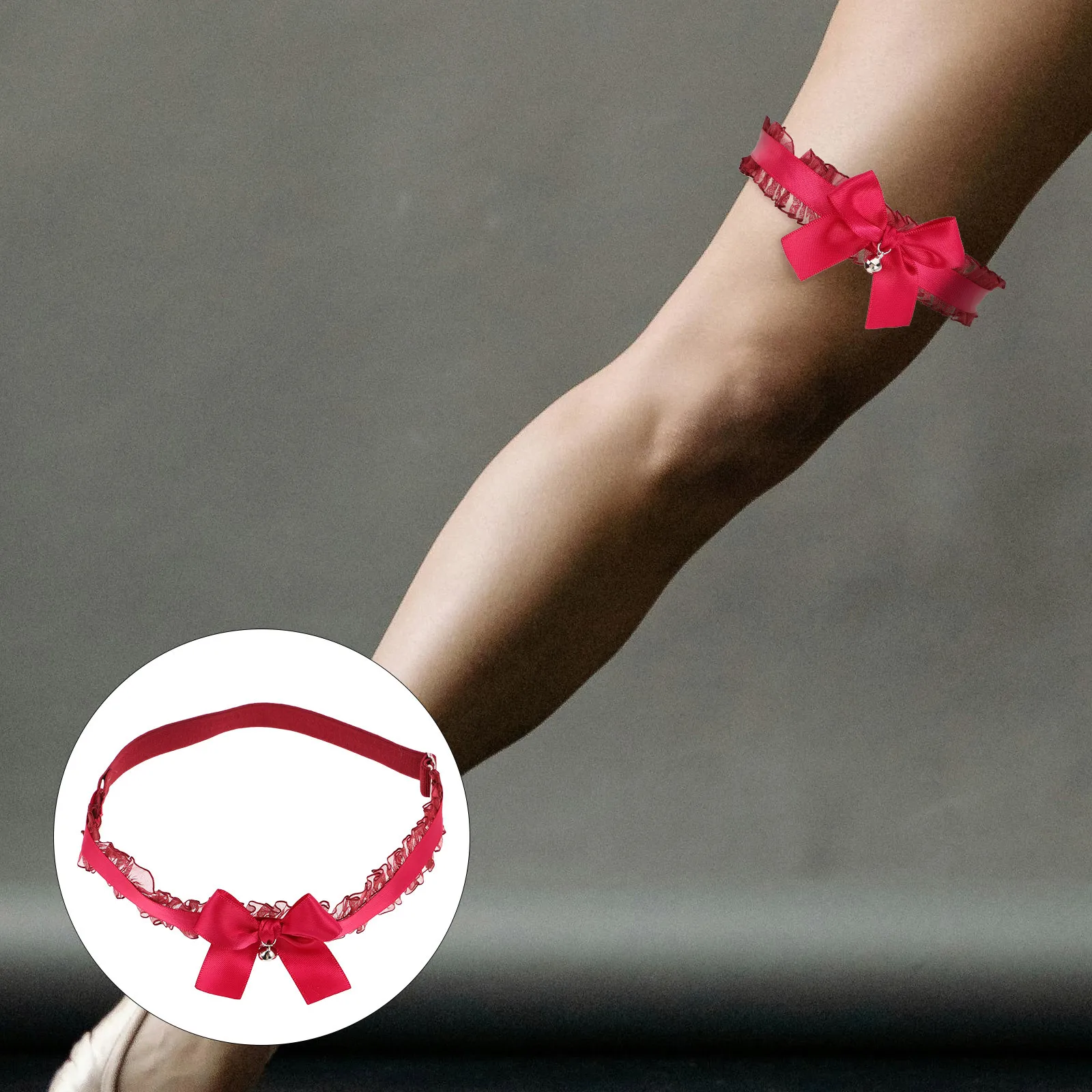 Anello per gamba con campana Bowknot Giarrettiera Accessorio da sposa elastico Fascia per coscia da sposa Gioielli per gambe per donna Reggicalze per donna