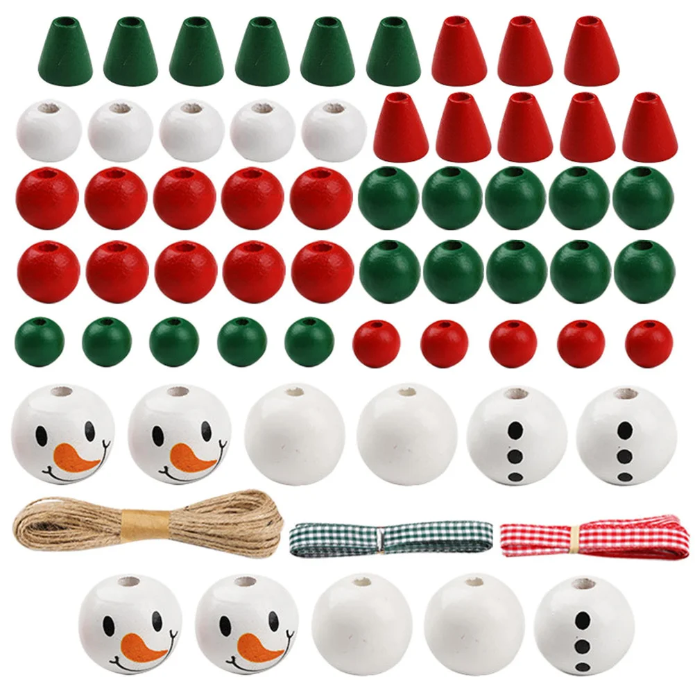 

1Set Christmas Snowman Wooden Beads Rustic Farmhouse Winter Loose Beads DIY Garland Ornament Craft Accessories