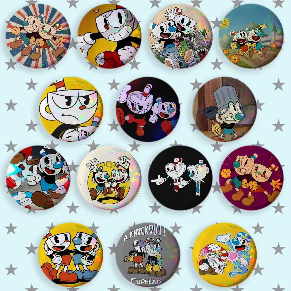 Game Cuphead Brooches Cartoon Badge Pins Backpack Hat Accessories Friend Gift