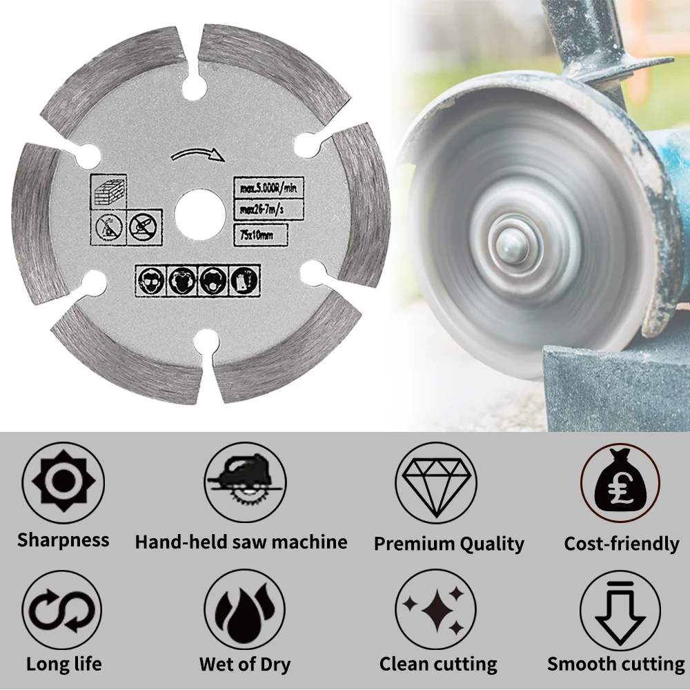 Imagem -05 - Disco de Corte Rebolo Cortar Roda Madeira Metal Pedra Circular Lâmina de Serra para Mini Rebarbadora 75 mm Pcs por Conjunto