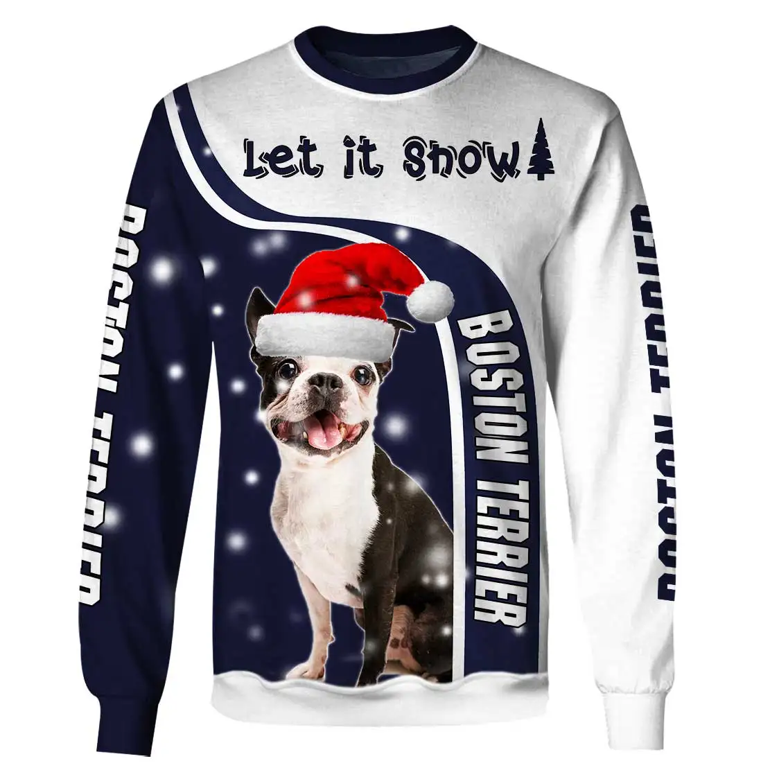 Christmas Let it Snow French Bulldog/Boston Terrier 3d Printed Sweatshirts Men For Women Pullovers Unisex Tops