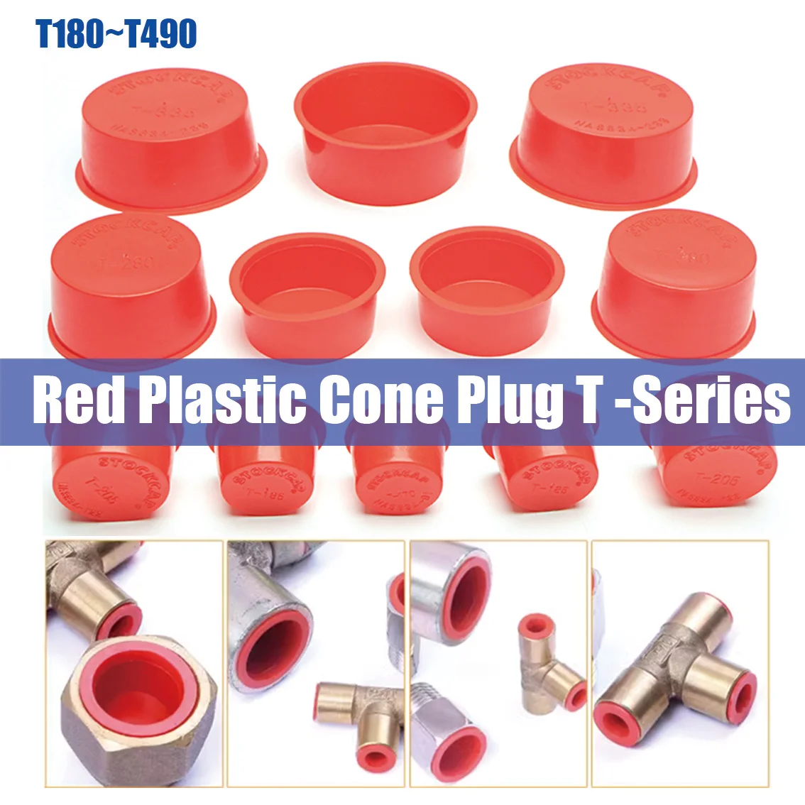 1-20Pcs T180/T183/T85/T190-T490 T-Series Red Plastic Inner Plug Steel Pipe Screw Stopper Conical Thread Plug Screw Hole Dust