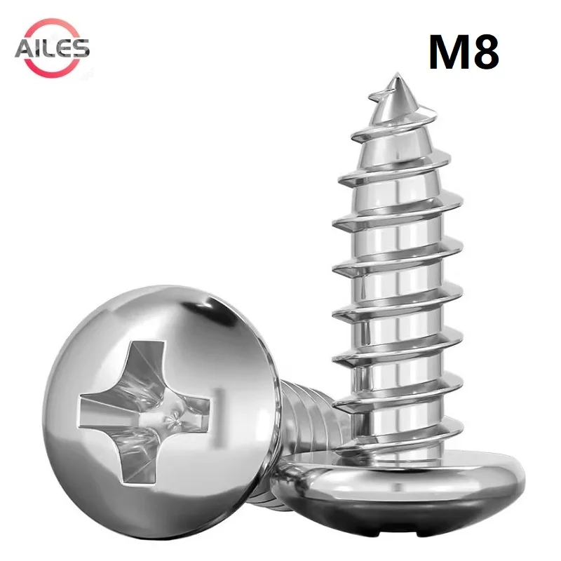 

M8 Pan Head Cross Recessed Self Tapping Screws 304 Stainless Steel Round Head Phillips Tapping Screw