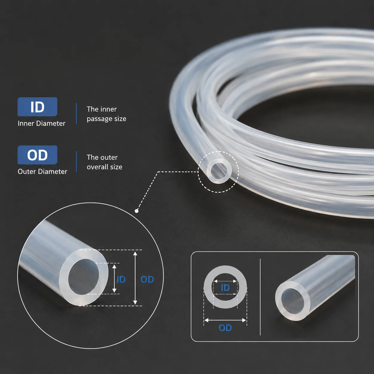 Transparent PTFE Tube ID 0.8~12mm High Temp Resistance 260°C Corrosion Resistant Non-Stick Ptfe Electrical Insulation Material