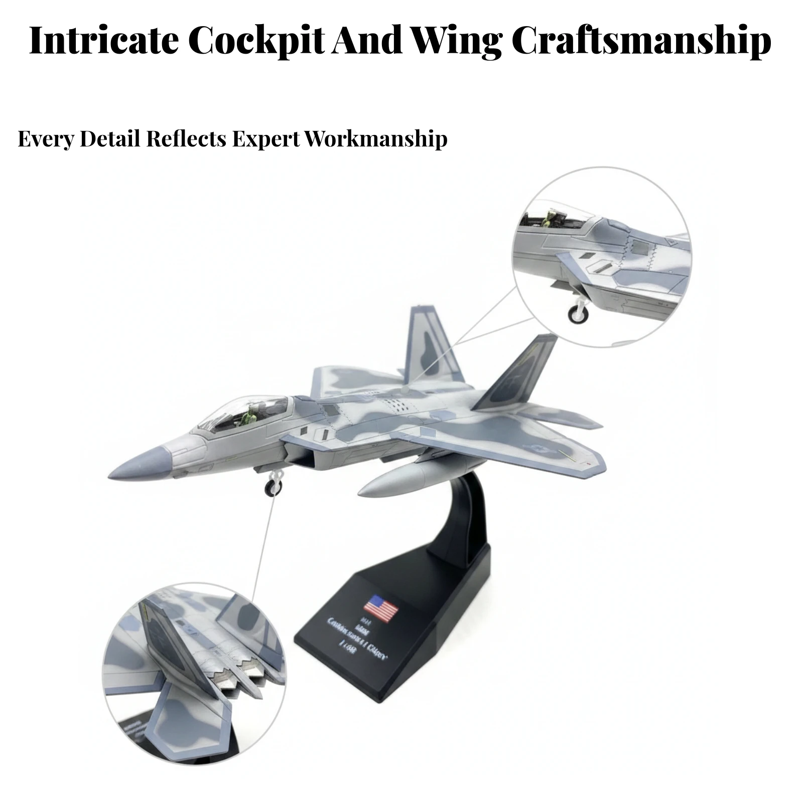 Alloy Static Display Stealth Fighter Model 1 100 Scale Collectible Aircraft Jet with Black Stand for Office Shelf