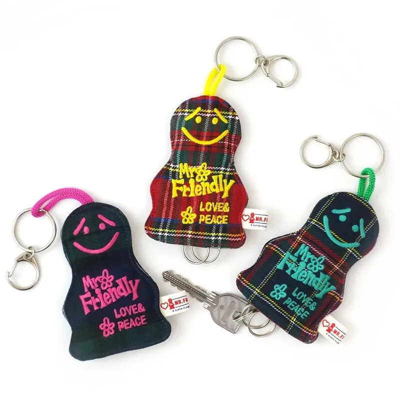 Bolsa porta llaves de hombre de jengibre de dibujos animados, lindo japonés, señor. Bordado de sonrisa, curación y versátil, accesorio para llaves de coche/hogar
