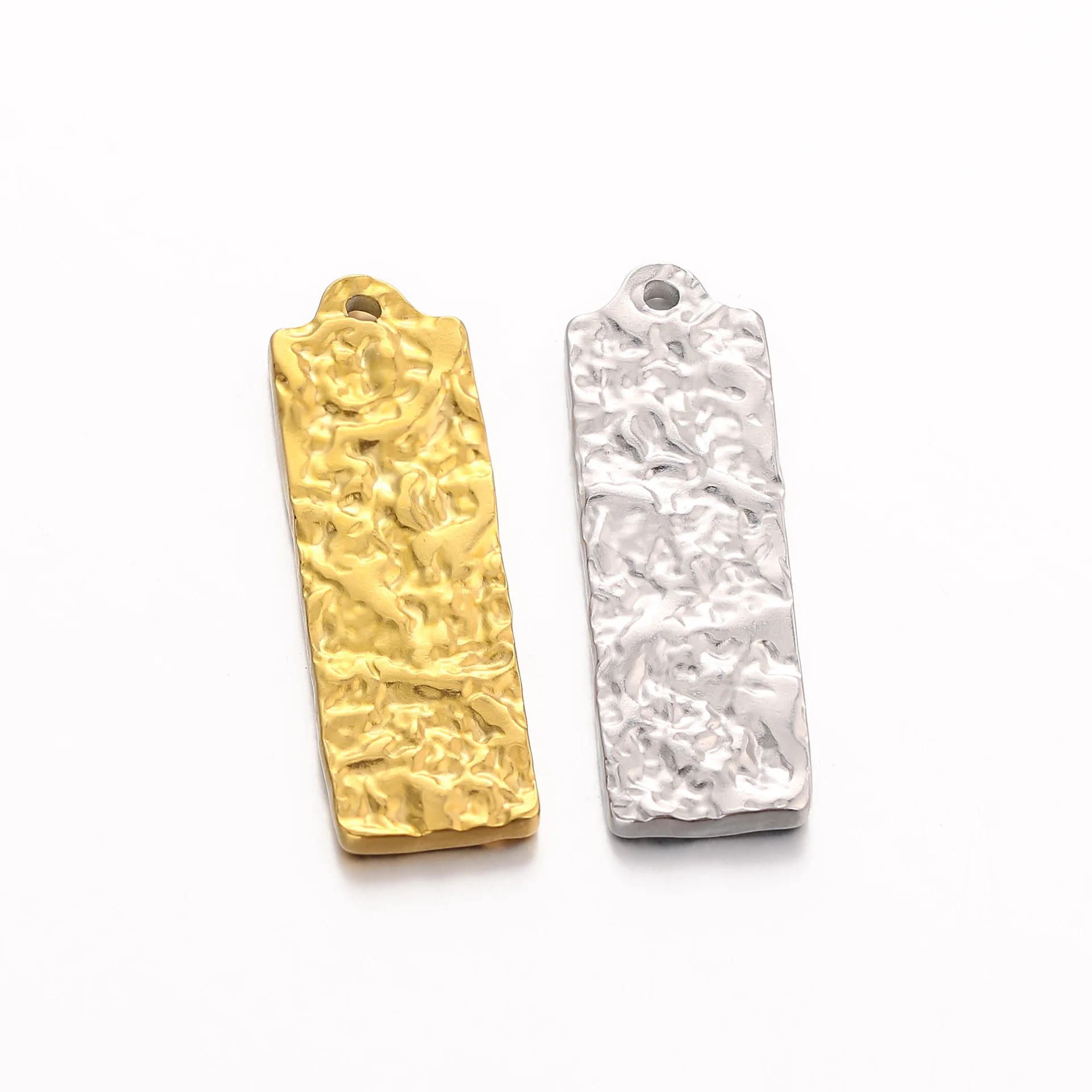 3Pcs Rectangle Geometric Texture Pendant 18K Gold Plated Stainless Steel for DIY Necklace Earrings Jewelry Accessories