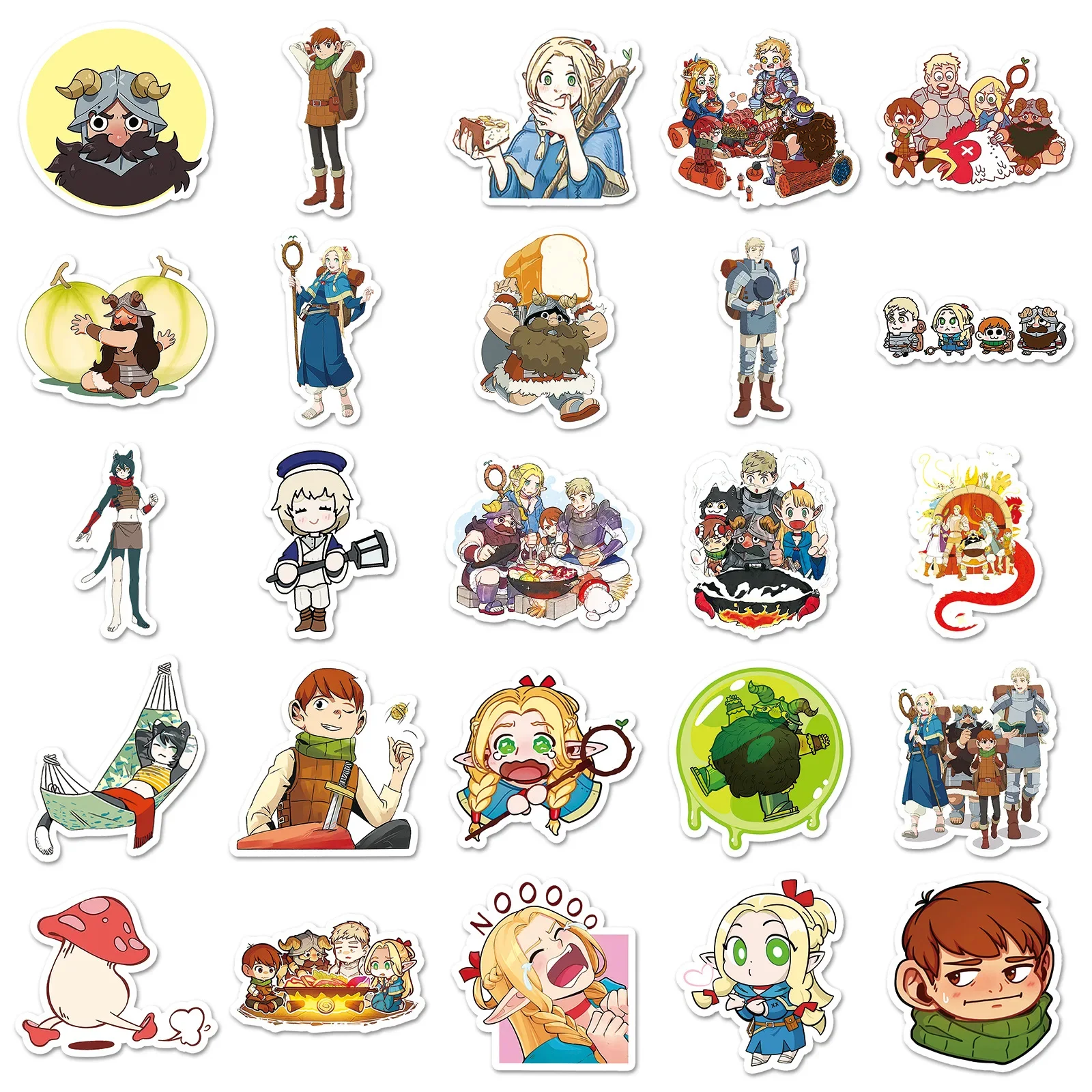 สติกเกอร์การ์ตูน Delicious in Dungeon ลายอนิเมะ 50 ชิ้น ของเล่น DIY สำหรับตกแต่งกระเป๋าเดินทาง สเก็ตบอร์ด โทรศัพท์ จักรยาน ของขวัญสำหรับเด็ก