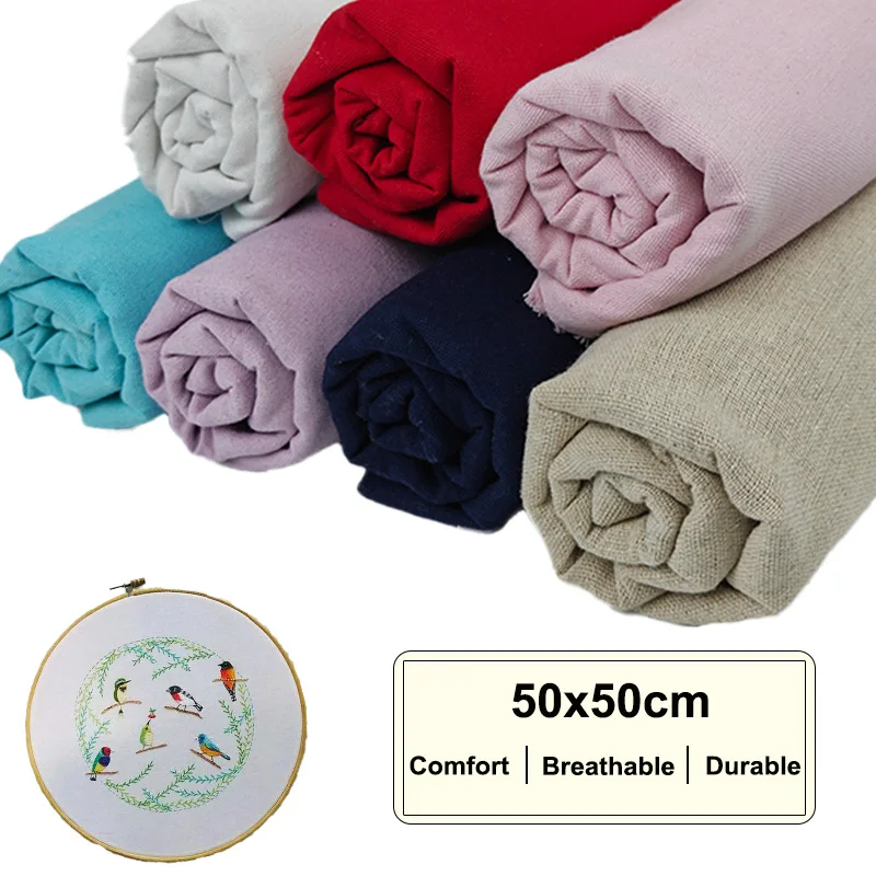 Tessuto per cucito 50x50 cm, tessuto in tela di lino, tessuto fai da te, tessuto morbido per ricamo, adatto per cucito a mano, patchwork, ricamo, punto croce, decorazioni natalizie