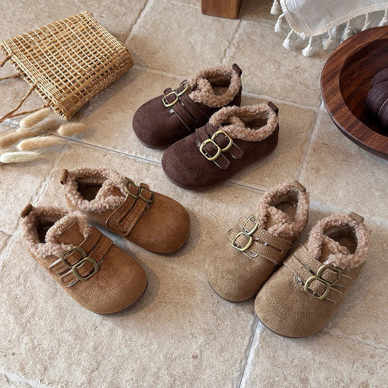 Autumn Winter Baby Girls Boys Shoes Children Casual Boots Outdoor Warm Plush Non Slip Soft Sole Toddler Kids Cotton-padded Shoes