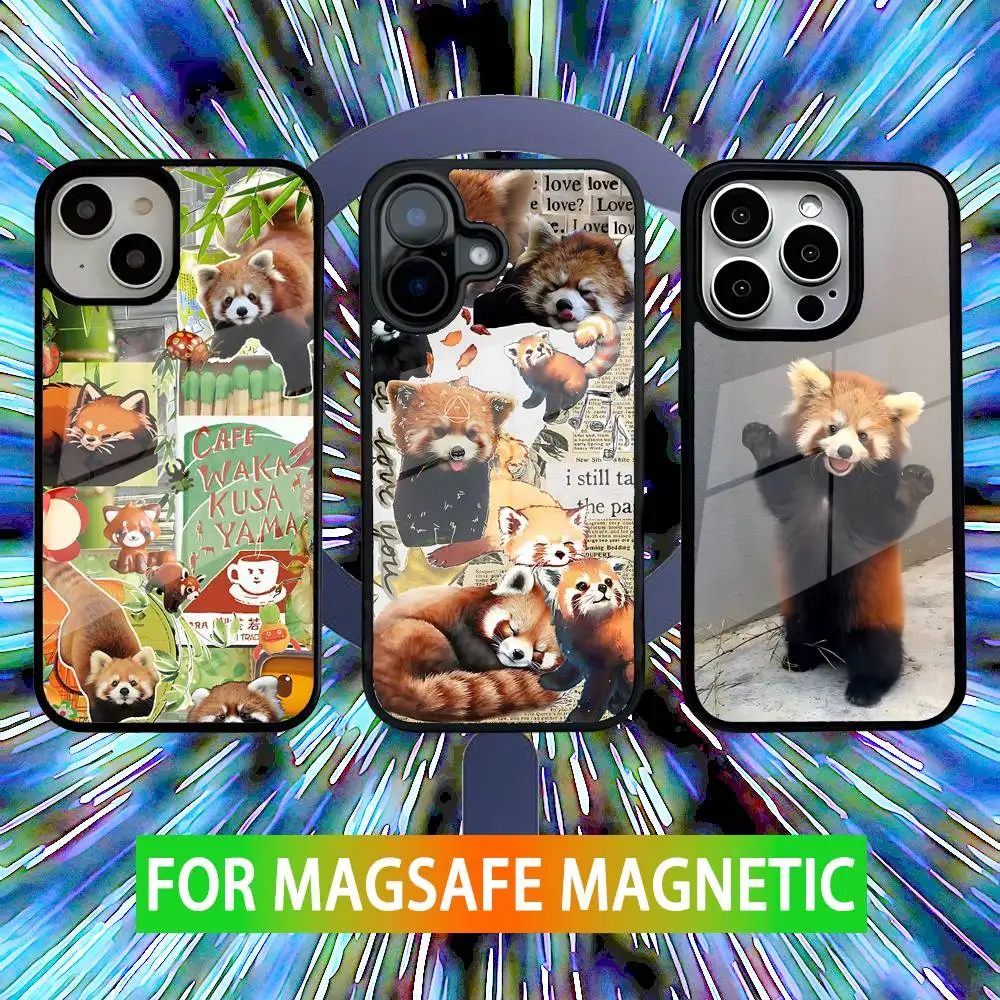 

Cute Western Red Panda Phone Case For iPhone 16,15,14,13,12,11,Pro,Max,Plus,Mini,SE New Magsafe Magnetic Wireless Charging