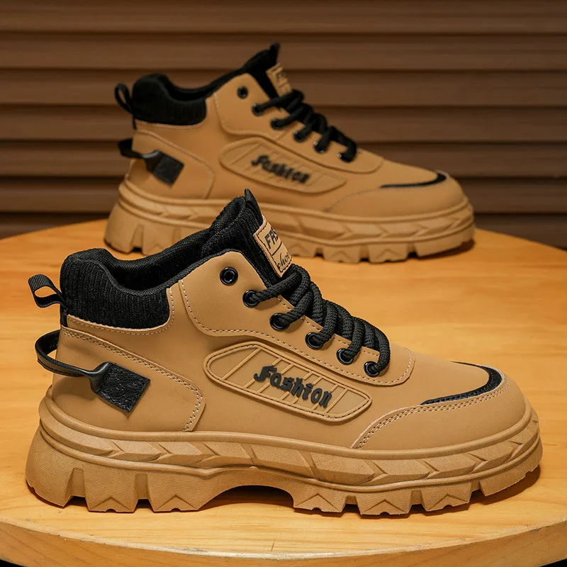 

Men's Shoes 2025 Autumn New Shoes Outdoor Mountaineering Sports Leisure Thick soled Anti slip Height Increasing Work Boots