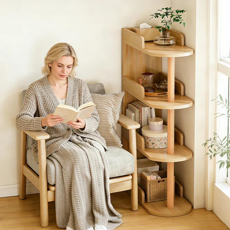 Modern Corner Shelf Freestanding Floor Storage Cabinet Bookshelf Storage Rack Office Shelf Ideal for Living Room Office Bedroom