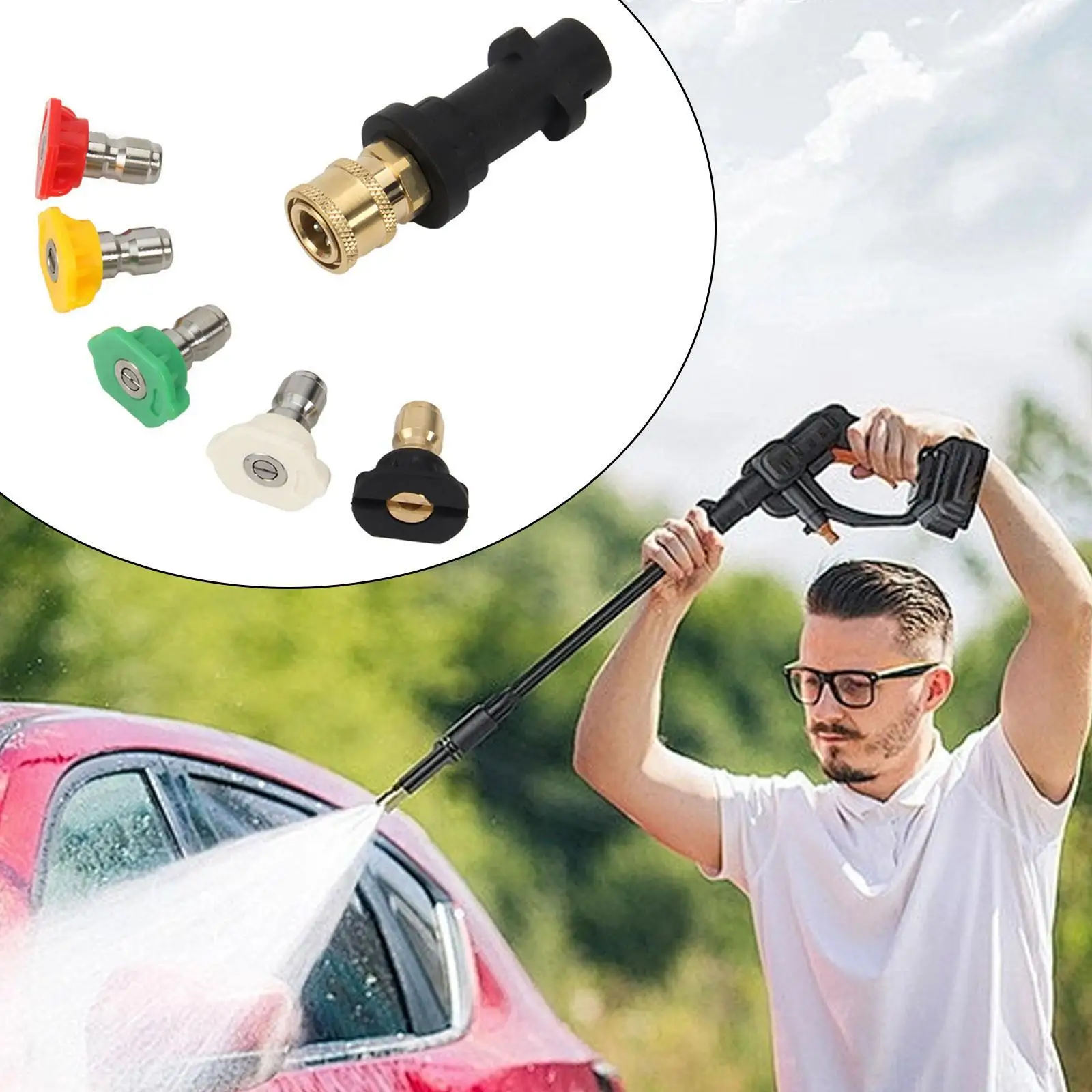 

Pressure Washer Adapter Quick Connect Rotating Spray Nozzles Kit for Foam Lance Sprayer Bottle