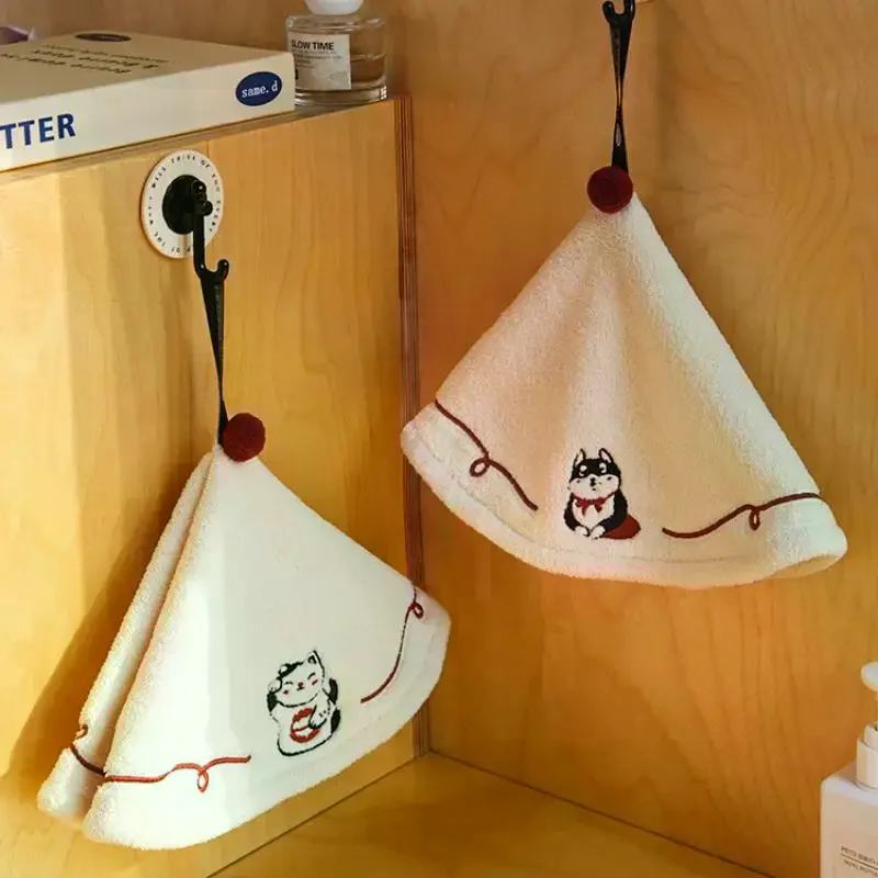 منشفة يد معلقة للحمام والمطبخ للأطفال الكبار سميكة ماصة لا تساقط التطريز تجفيف منشفة #4