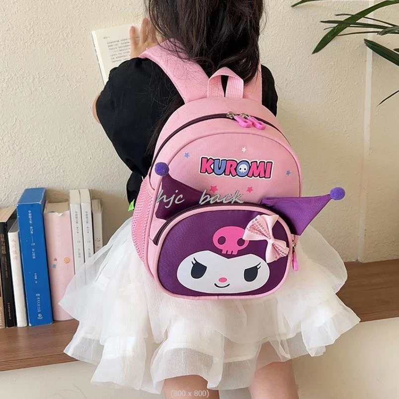 Linda Kuromi Melody mochila para crianças, bolsa de escola dos desenhos animados para meninos e meninas, mochila escolar do jardim de infância, mochila, moda boutique