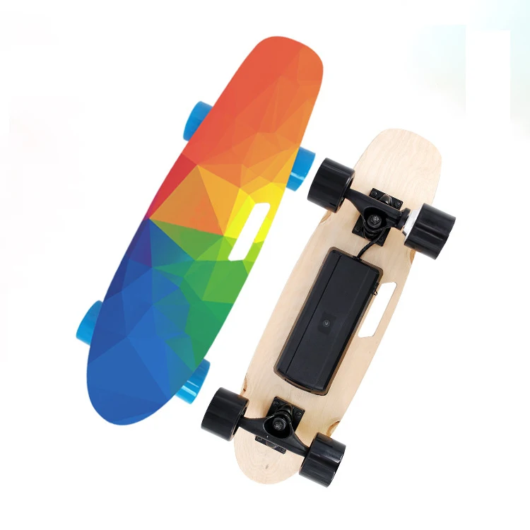 Skateboard Listrik Custom Small Fish Plate Cruiser Maple dengan Remote Control Direct Drive Boosted