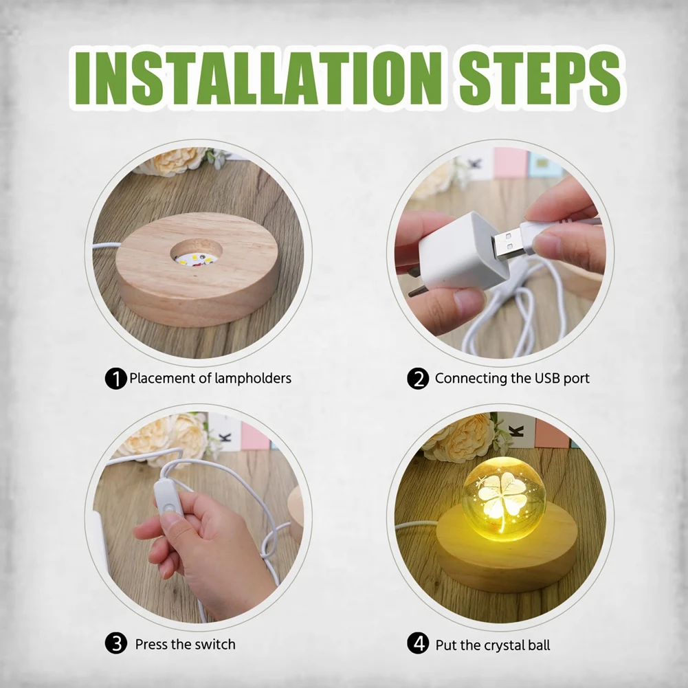 

A02M-10 Pcs Wooden LED Display Bases Round Wood Display Lighted Bases For Glass Art LED Lighted Display Stand Bases