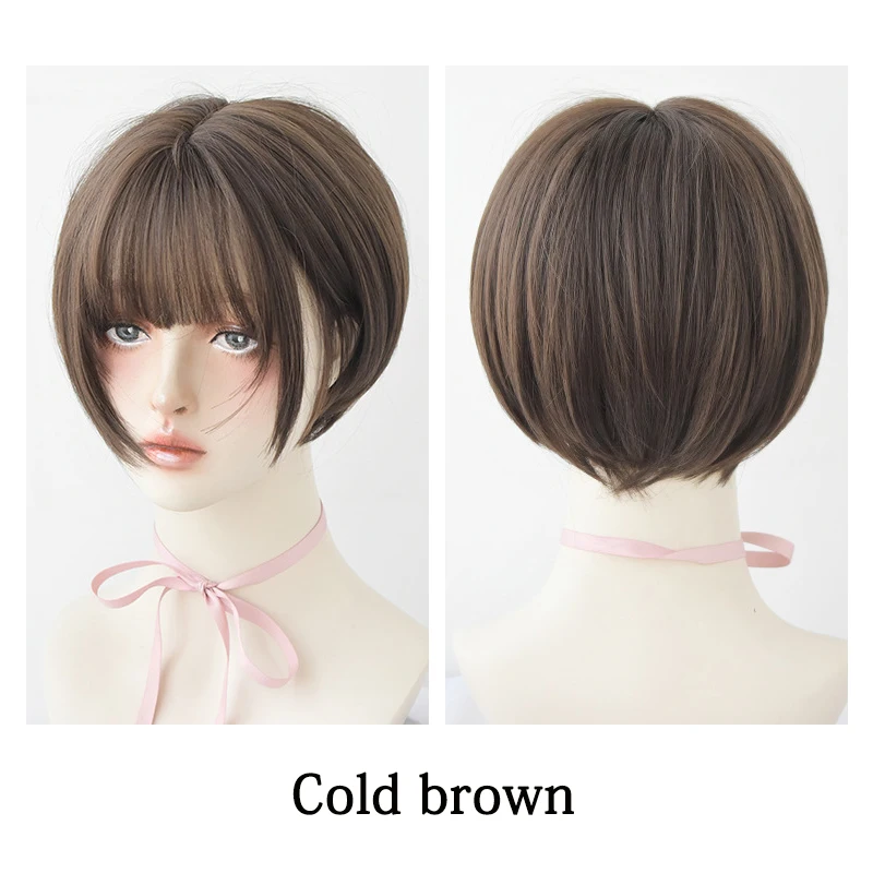 ลดล้างสต๊อก: บ๊อบสั้น 12 นิ้ว มีหน้าม้า ชาฮันนี่ ผมสังเคราะห์สีลินิน เหมาะสำหรับวิกผมปาร์ตี้ทุกวันของผู้หญิง