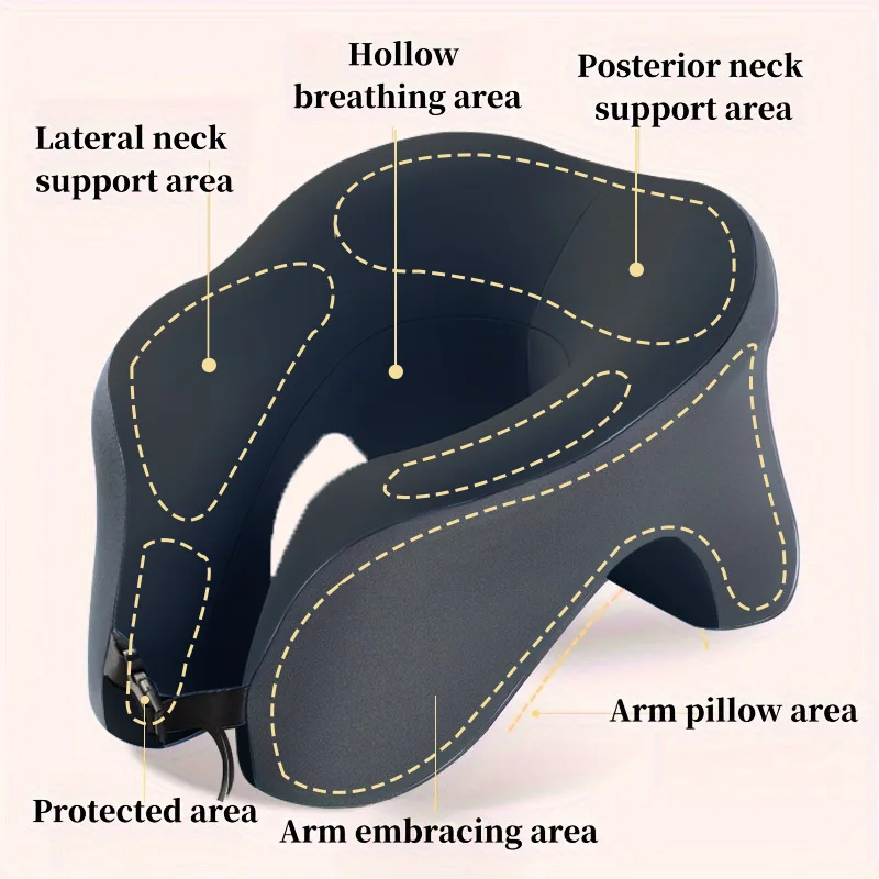 1pc Soft U+T Shaped Travel Pillow • Portable Neck Cervical Support • Headrest for Airplane, Car, Office