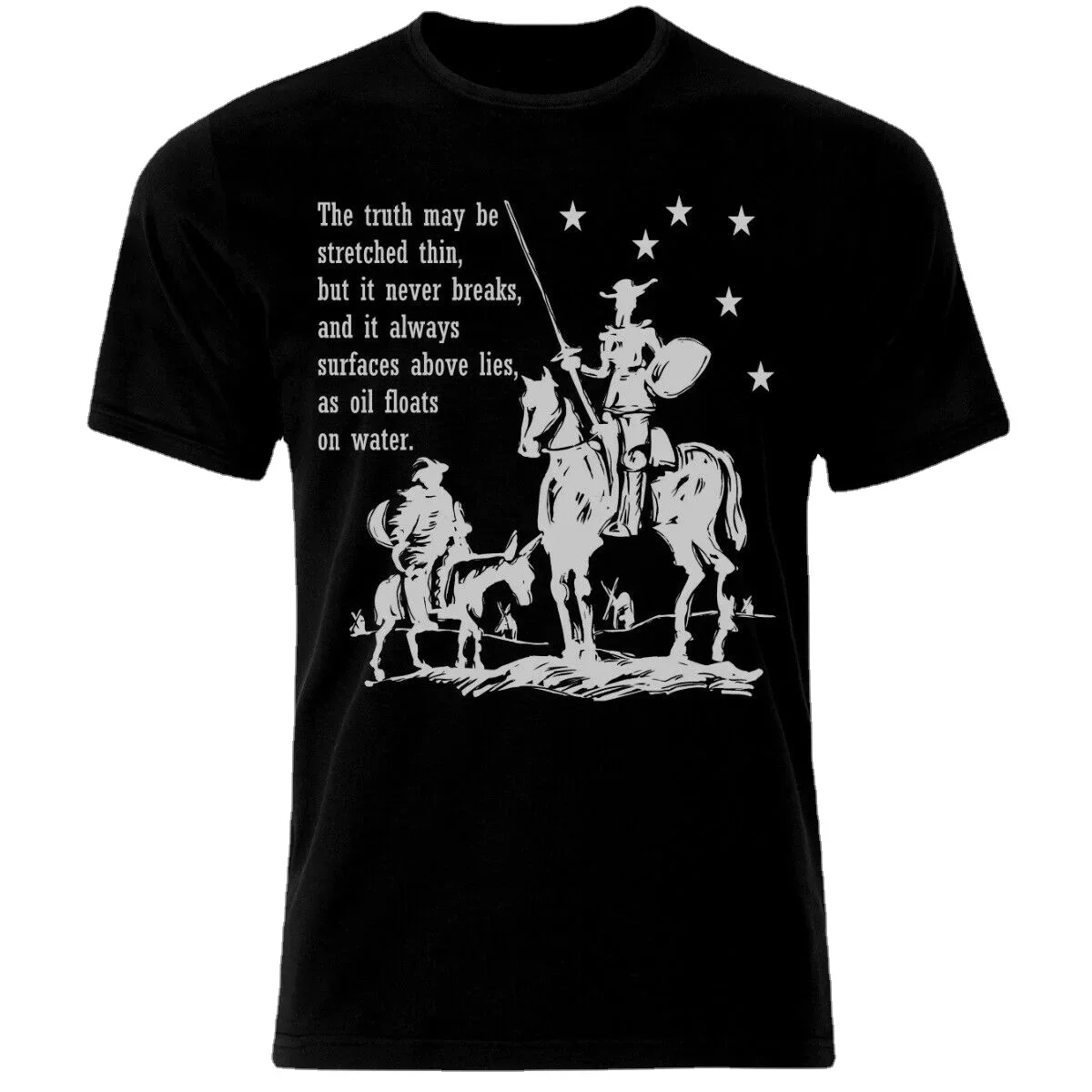 Don Quixote Sancho Panza Quotes Picasso Miguel de Cervantes T-Shirt. Summer Cotton Short Sleeve O-Neck Mens T Shirt New S-3XL
