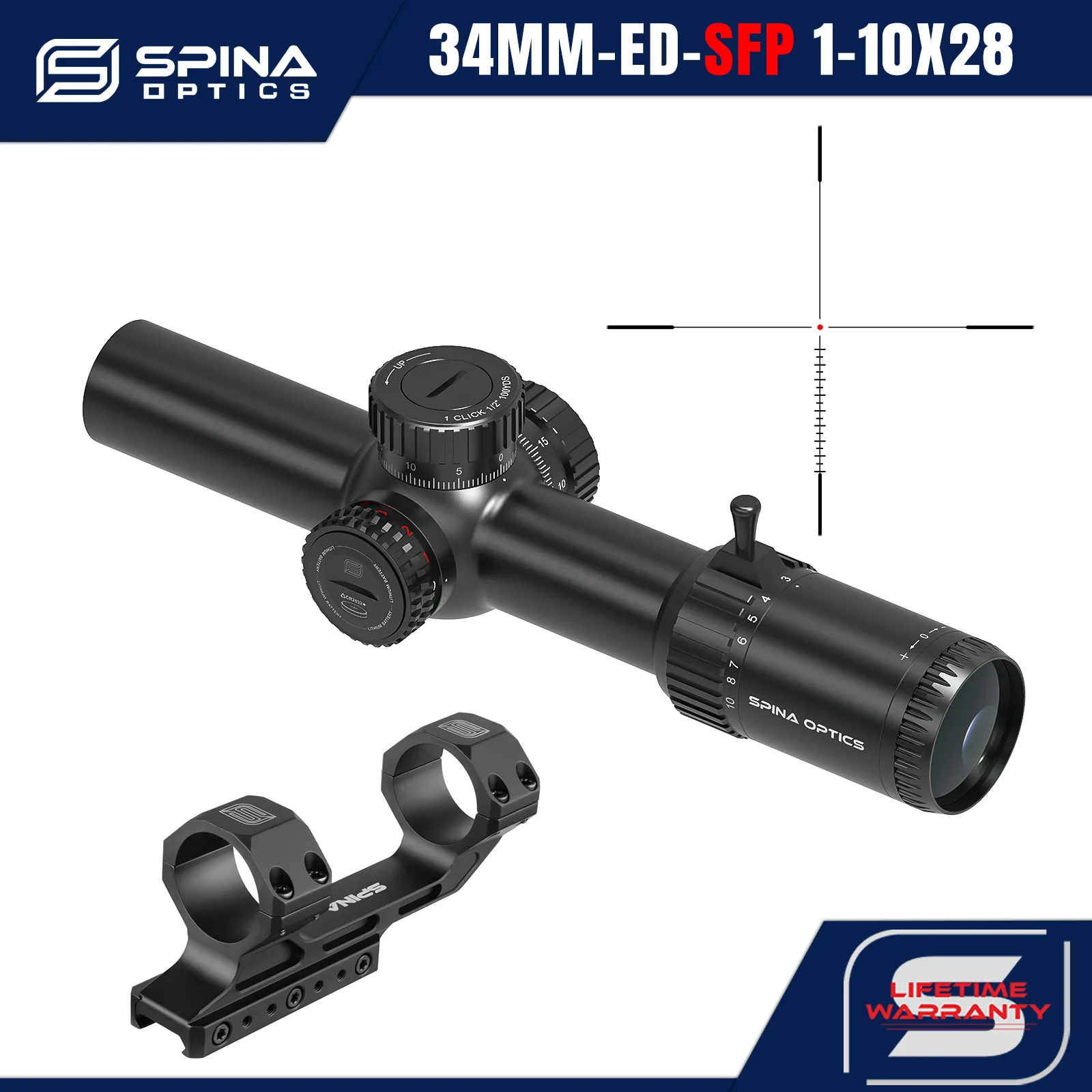 

SPINA OPTICS VoidRax 1-10x28 34mm Compact Wide-Angle Second Focal Plane Scope,Dot Crosshair Reticle HD Lends Sight