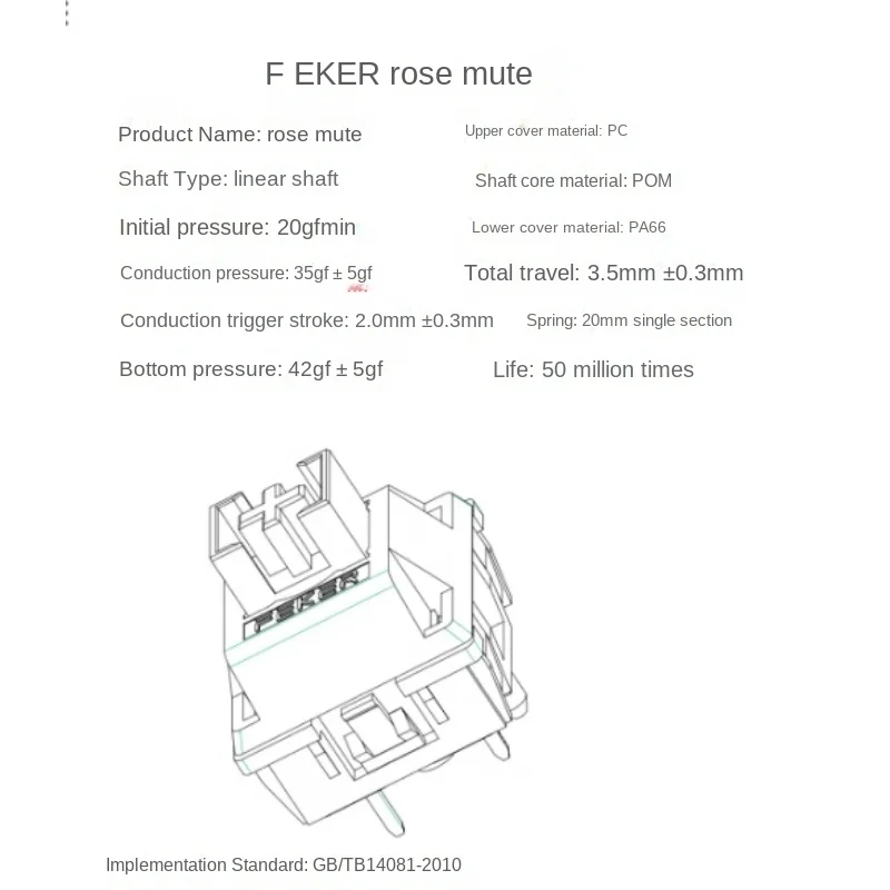 FEKER interruptor de eje personalizado, teclado personalizado, interruptor silencioso Rosa intercambiable en caliente