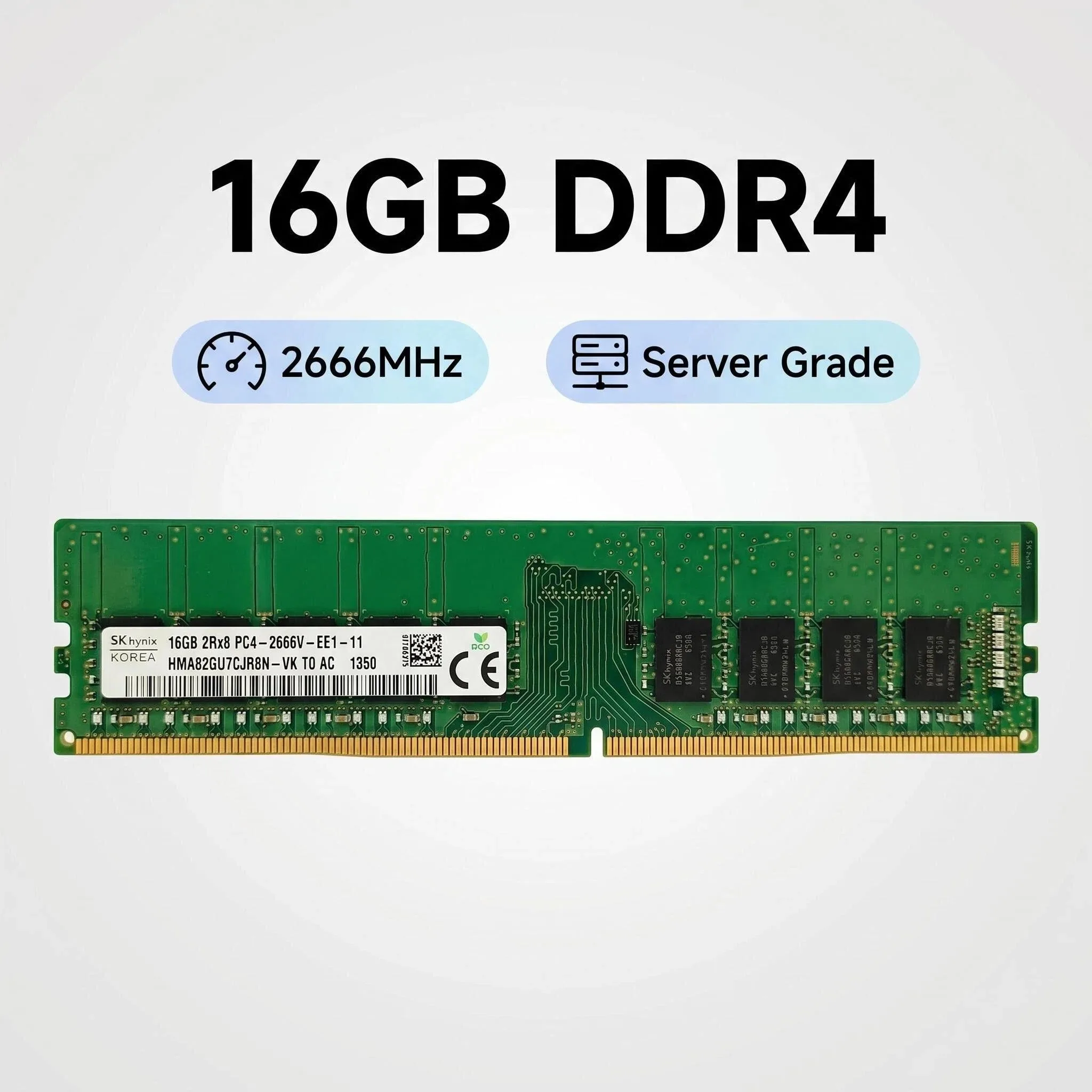 SK Hynix 16GB DDR4 2666V PC4 2666MHz ECC UDIMM 2r×8 RAM Memoria para Estación de Trabajo y Servidor 2