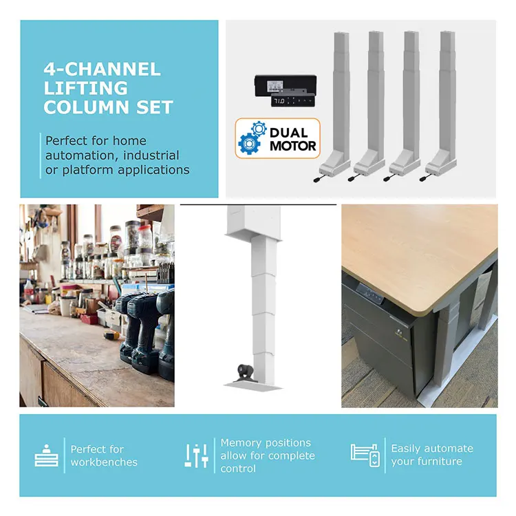 Custom Adjustable Desk Integrated Power Lifting Column with Built-in Power Cord