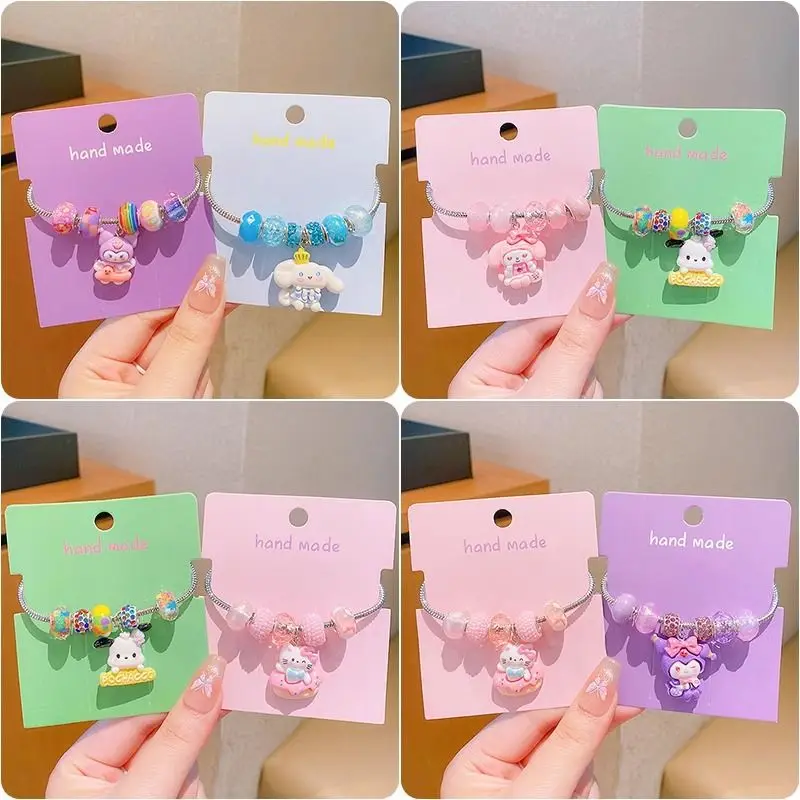

Sanrio Kuromi My Melody Crystal Bracelet Kawaii Anime Hello Kitty Diy Cinnamoroll Girl Heart Cartoon Cute Toys Gift for Kids