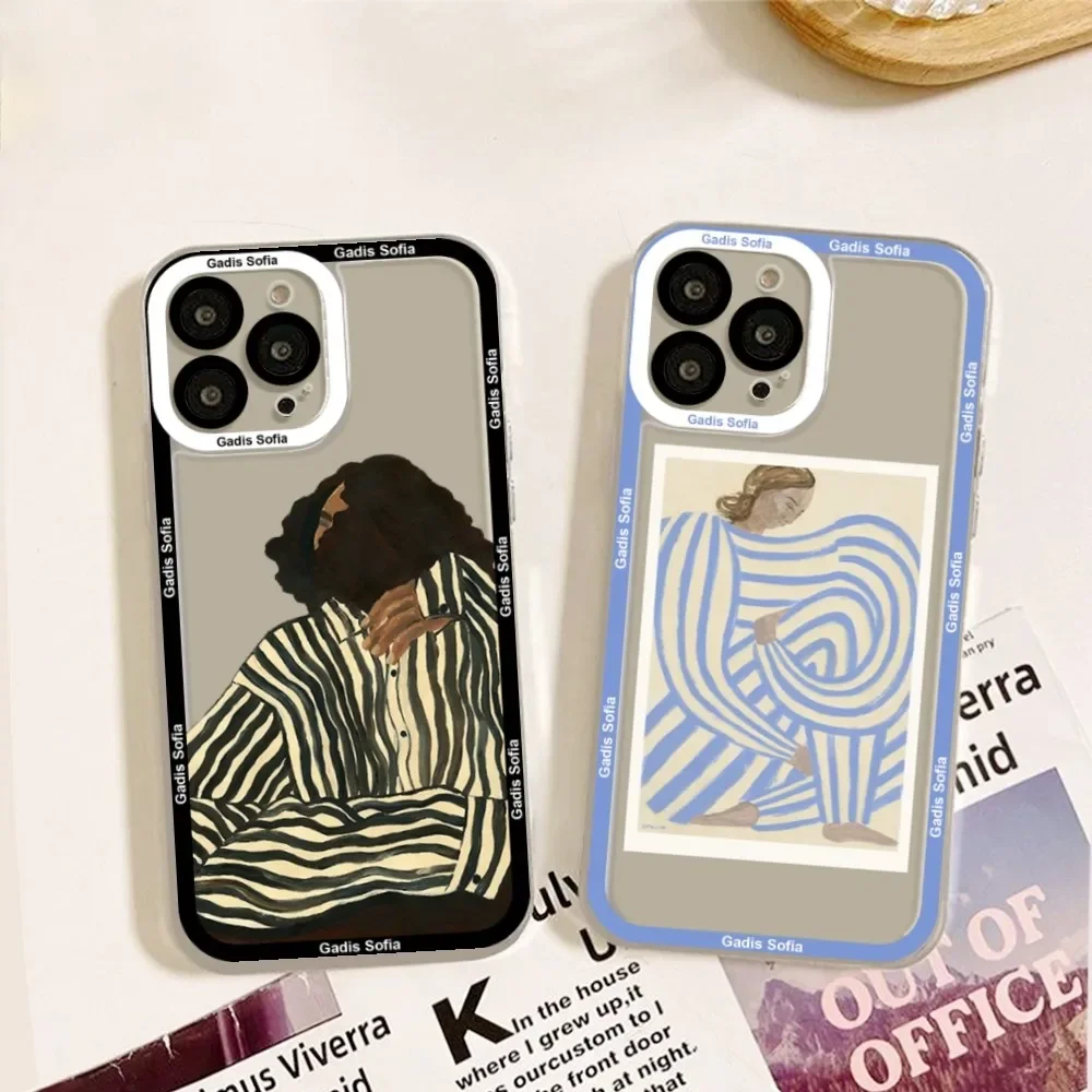 Gambar Abstrak Garis Sofia Lind Phone Case For IPhone 11 12 13 Mini Pro Max 14 Pro Max Iphone15 15promax Case Shell Funda Cover