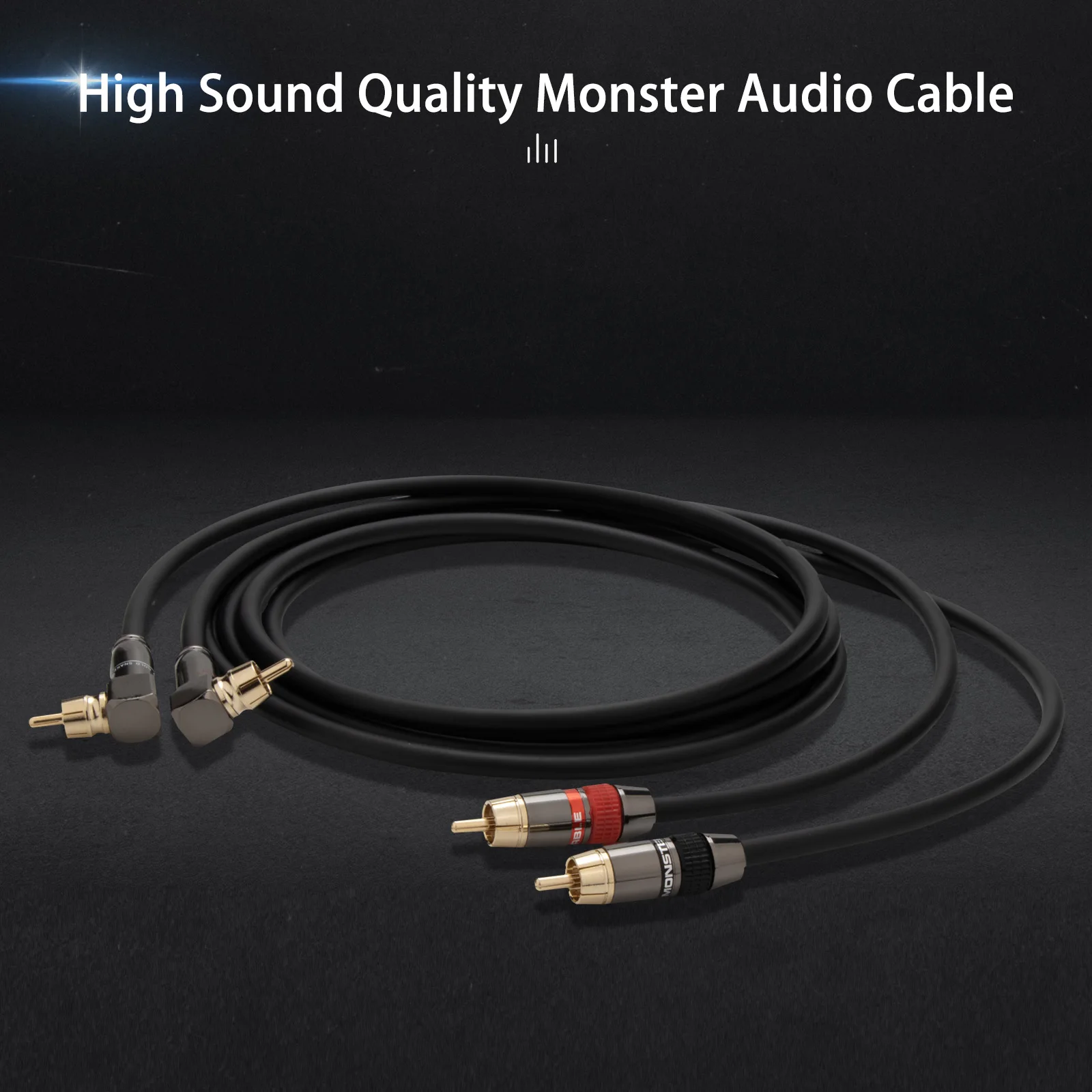 Wysoka jakość dźwięku Monster HIFI Fever Kabel audio Pozłacana wtyczka RCA Linia sygnałowa 90 stopni prosto