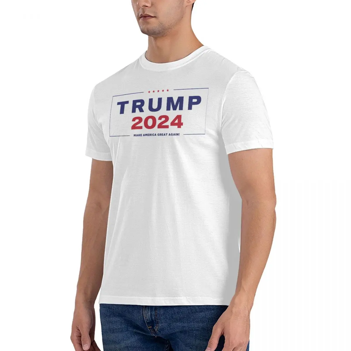 Men T-Shirt Trump 2024 Novelty Cotton Tee Shirt Short Sleeve Make America Great Again T Shirts Crew Neck Clothing Summer